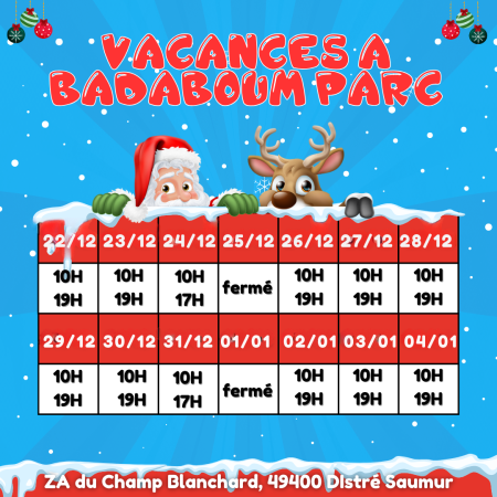 Horaires vacances de No&euml;l !